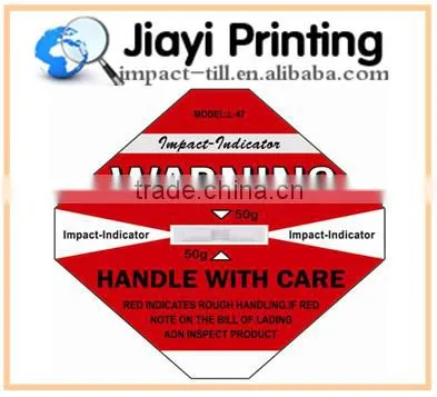 2015 New Impact Indicator Sticker Shockwatch Label Sensor Sensor Shipping Label