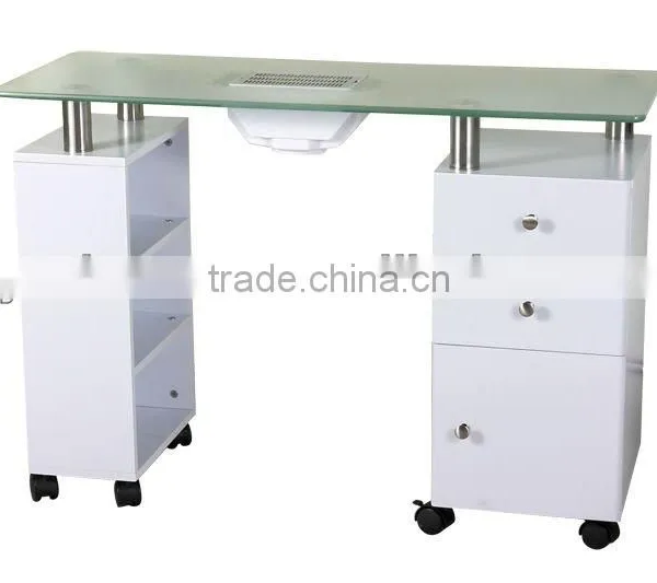Modern design Manicure table with draft fan&glass nail table
