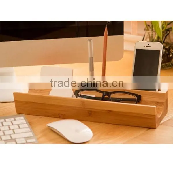 Bamboo Wood Modern Recycled Office Desk Organizer photo-2