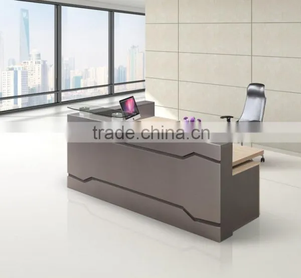 Reception Desk Specific Use and Wood Mix Glass,mirror&MDF Material Beauty Salon Furniture Reception ... photo-3
