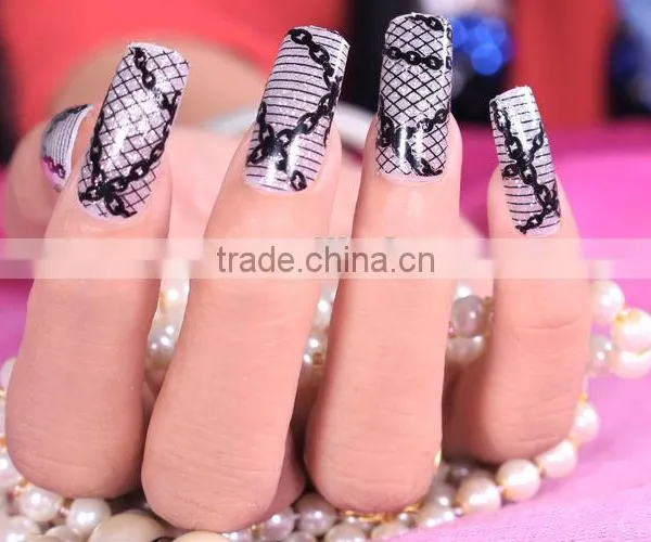 Flower Nails Accesories Black/white Lace Nail Wrap Ripple Popular Nail Sticker Quality Choice photo-2