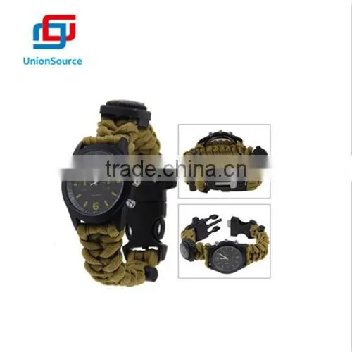 Outdoor Men Multifunctional Paracord Watch Bracelet With Thermometer &Fishing Kit photo-2