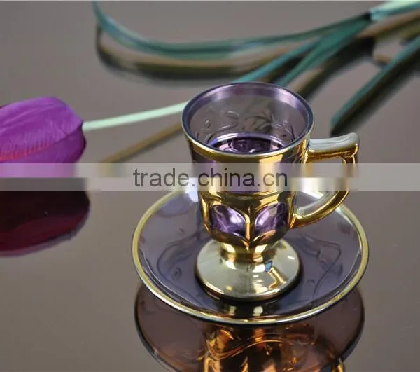Luxury Gold Glass Cup and Saucer photo-3