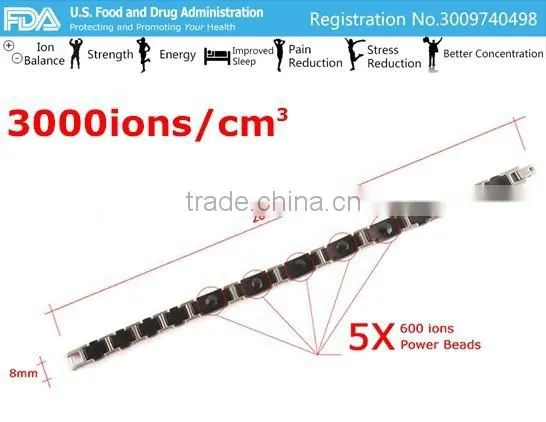 Noproblem P065 FDA Germanium Titanium Bio Ceramic Power Health Fashion Stainless Steel Bracelet photo-2