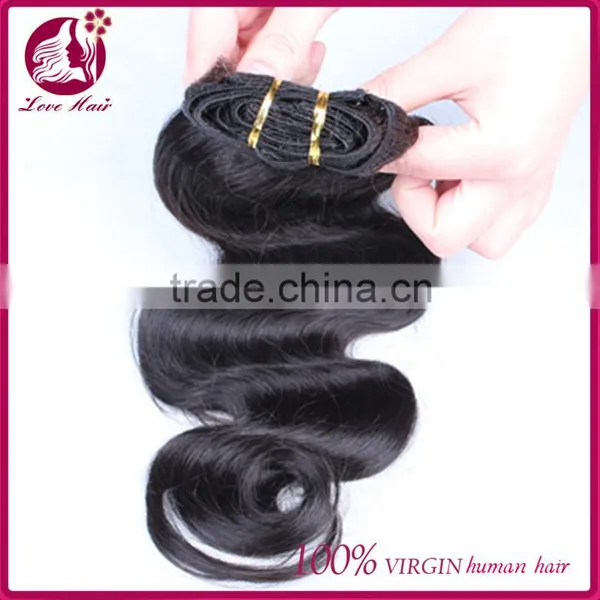 Clip In Human Hair Extensions Mongolian Virgin Hair Body Wave Clip In Hair Extensions Natural Color Mongolian Body Wave Clip Ins photo-4