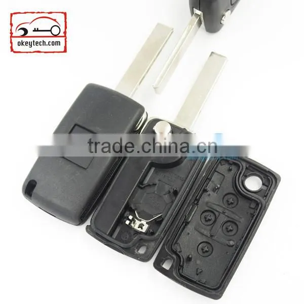 Good Price Peugeot 4 Button Flip Romote Key Shell for 308 Blank With Battery Place Car Key Peugeot 0536 Romote Key Shell photo-3