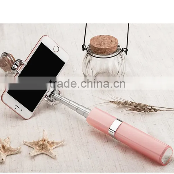 2016 New Wholesale Mini Automated Selfie Stick Lip Gloss Selfie Stick With Cable for Iphone and Android Smart Phone photo-4