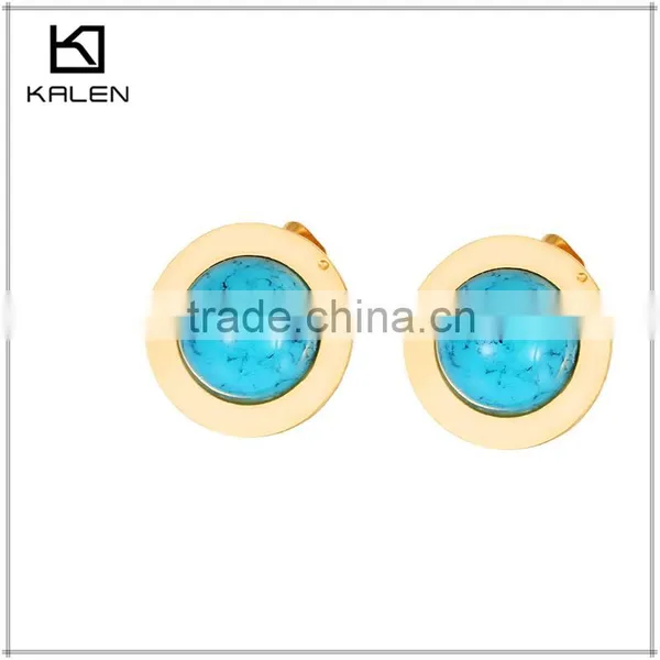 Guangzhou Jewelry Circle Green Agate Stone Golden Stainless Steel Jewelry photo-3