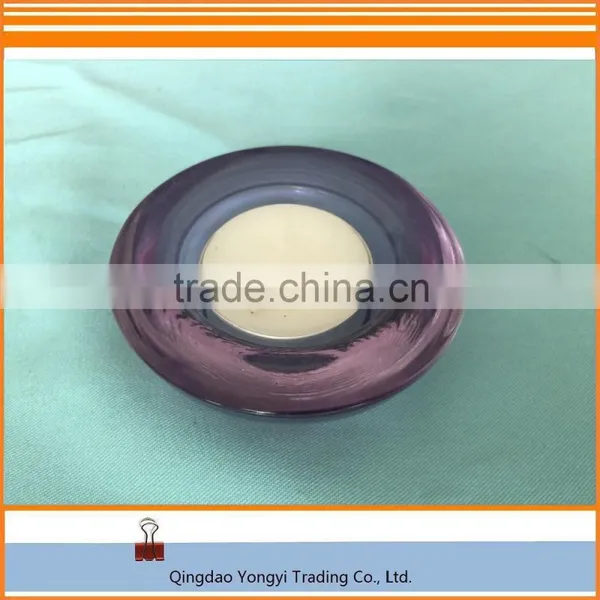 Muti-colored Round Glass Holder With Tealight Candle photo-2