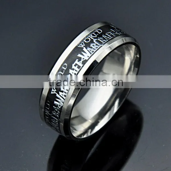 Factory Cheap Stainless Steel Sticker Ring Punk Wide Wedding Band for Men Jewelry photo-4