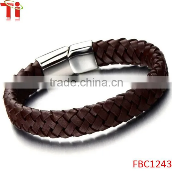 Brown Braided Leather Bracelet for Men Women Genuine Leather Bangle Wristband photo-3