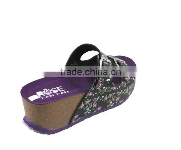 2015 Summer Leather Buckle Cork Outsole Ladies Fancy Sandal photo-2