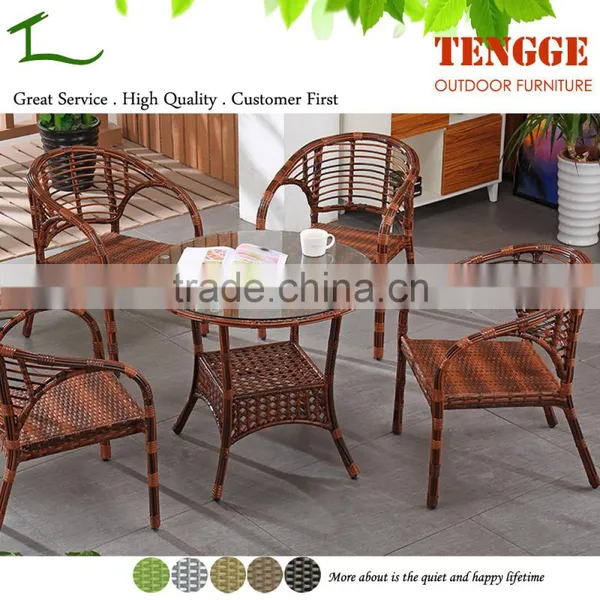 3 Pieces Wicker Outdoor Furniture Set Patio Furniture Table Chair Set photo-2
