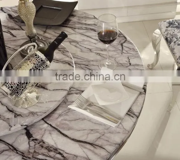 TH381 Hot Sale Modern Marble Stainless Steel Dining Table photo-5