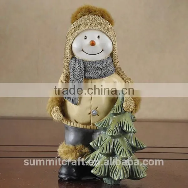 Set of 3 Christmas Table Decoration Resin Christmas Snowman Figurine photo-2