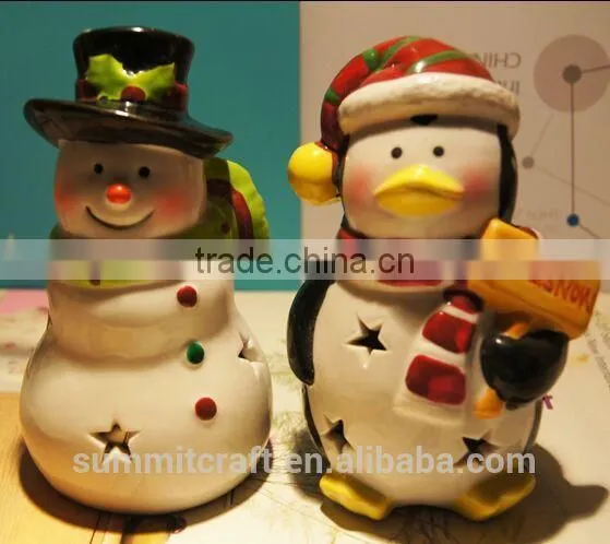 Ceramic 3d Santa Snowman Decoration Christmas Candle Holders photo-4