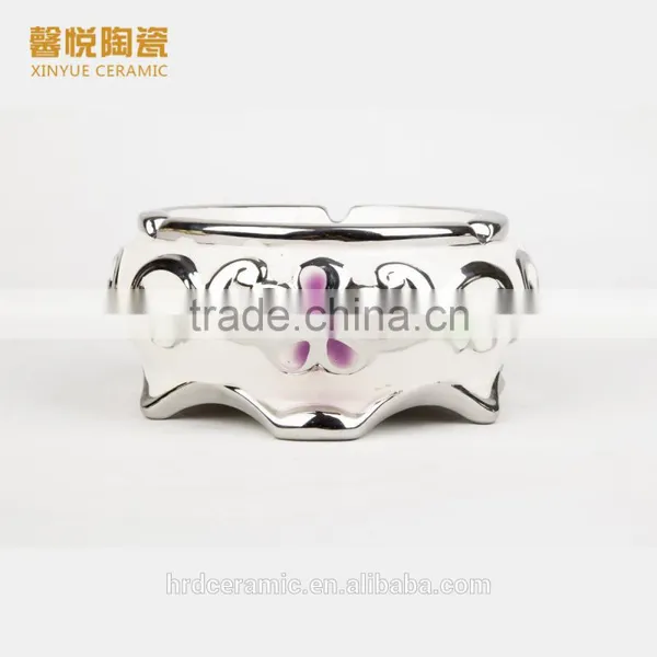 Hot Sale Smoking Clear Ashtray, High Electroplating Ceramic Ashtray photo-3