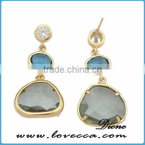 Fancy 12mm Brass Jewelry Variety of Colors Birthstone Earring Studs photo-3