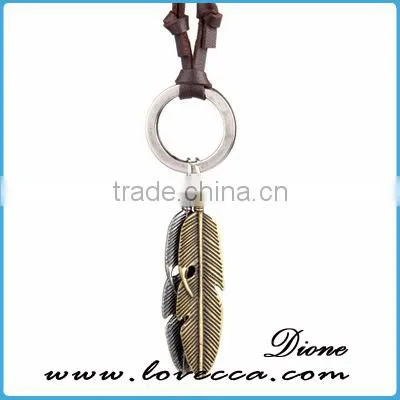 Newest Adjustable Bronze Tone Vintage Leather Pendant Necklace photo-2