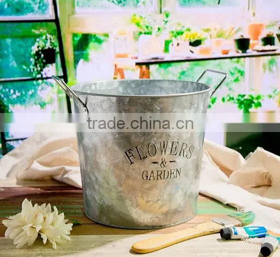 Set of 3 Indoor or Outdoor Decorative Colorful Antique Galvanized Metal Flower Pot photo-2