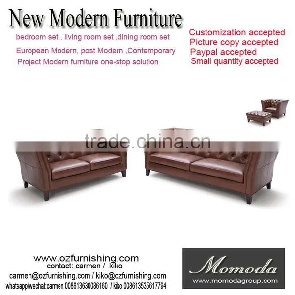 Luxury Neo Classic Burgundy Genuine Cow Leather Antique American Style Salon Sectional Chesterfield Sofa Set Retro Furniture