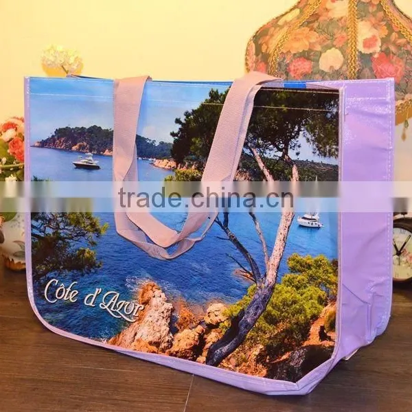 Lavender Picture Printing Fashion Durable PP Woven Bag With Round Corner photo-2