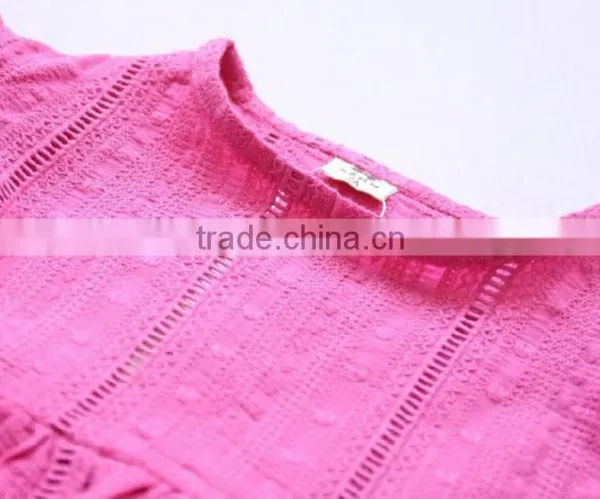 Baby Clothing Design Girls Hollow-out Horn Short Sleeve Tops and 5 Minutes of Pants Suit photo-3