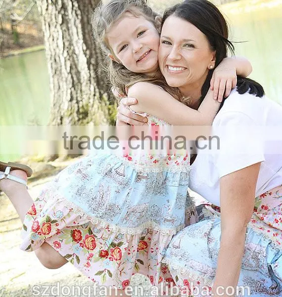 2017 Printed Matching Mother Daughter Clothes Plus Size Maxi Dress photo-3