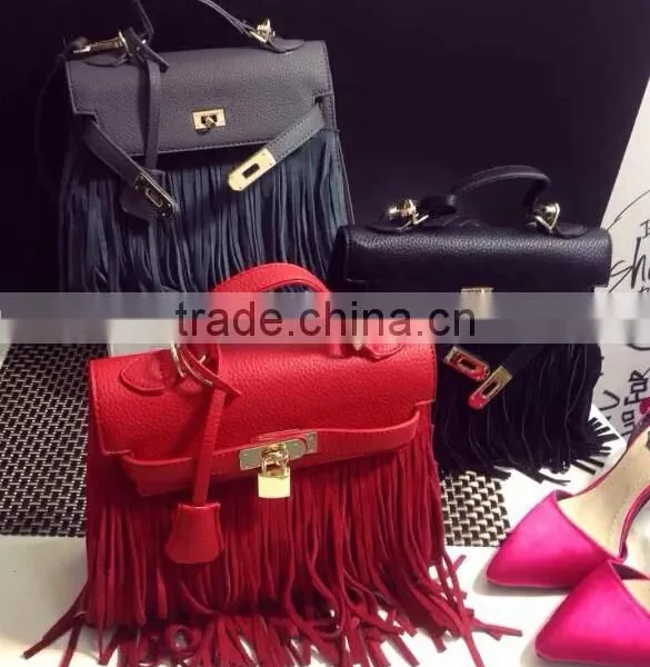 DY0036Z Europea Fashon Ladies Real Leather Fringe Mini Tote Bag photo-2