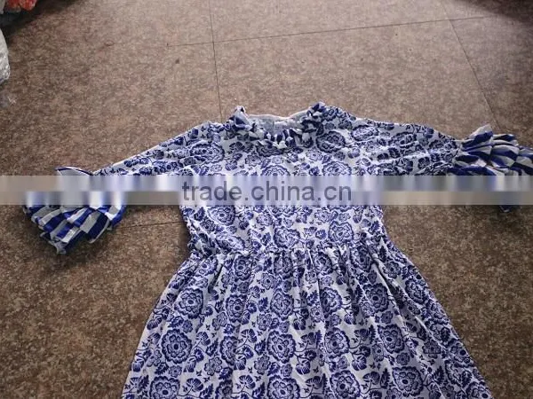 Kids Wear Party Dresses Child Cotton Frocks Design Teen Girl Ruffle Matching Dresses Baby Girl Floral Print Clothing photo-4