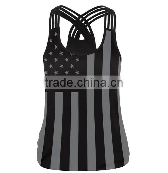 2017 Fashion Style Women's Camisole Tank Top American Flag Print on Front