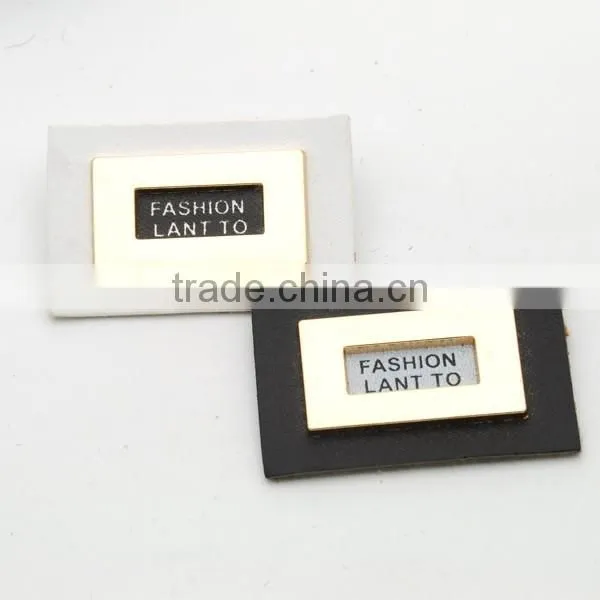 Black/white PU Leather Sew on Patches With Gold Metal Plates Fashion Clothing Label for Jeans/jacket PLB-007 photo-3