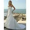 High Quality Satin Material Beaded Strapless Bridal Wedding Gown Custom Made