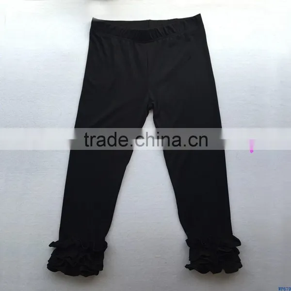 Latest Design Ladies Autumn Icing Capris Leggings Adult Girls Yoga Ruffle Long Pants Girls Solid Color Cotton Wear Wholesale