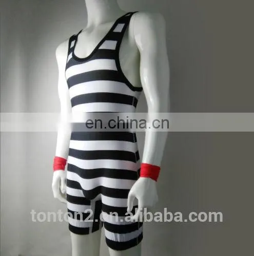 Striped Sublimation Blank Wrestling Singlets 5xl photo-2