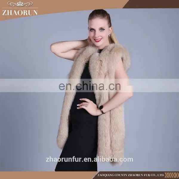 Brown Color Ture Fox Fur Jacket Dyed Fox Fur Vest and Fur Gilet for Lady photo-5