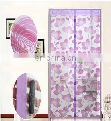 Plastic Button Design of Flocking Magnetic Door Screen For Home Decoration photo-2