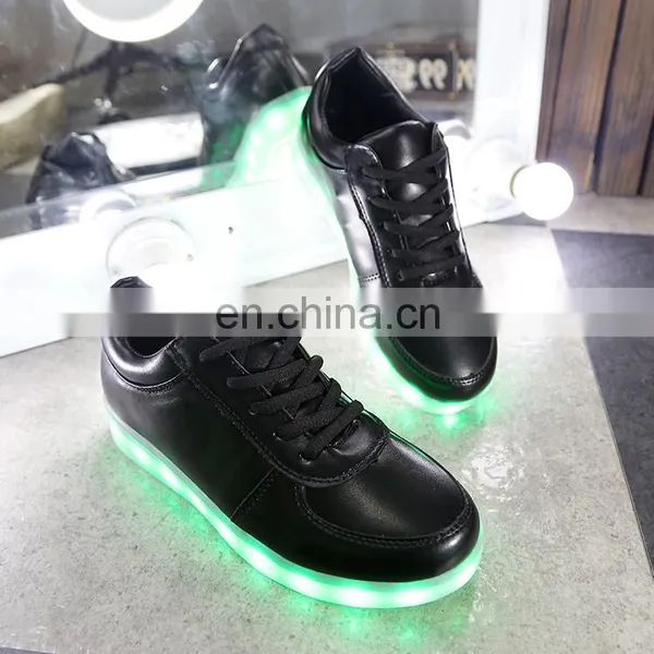 Fashionable Large Size USB Rechargeable OEM High Quality PU Leather Sneakers LED Shoes photo-6