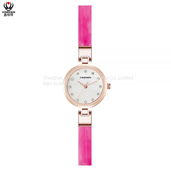 XINBOQIN Supplier LOGO Custo New Girls Fashion Elegant Quartz Trend Design Acetate Watch photo-3