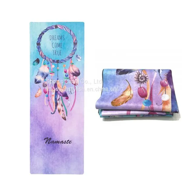 Premium Quality Washable Exercise Design OEM Natural Rubber Microfiber Yoga Mat photo-3