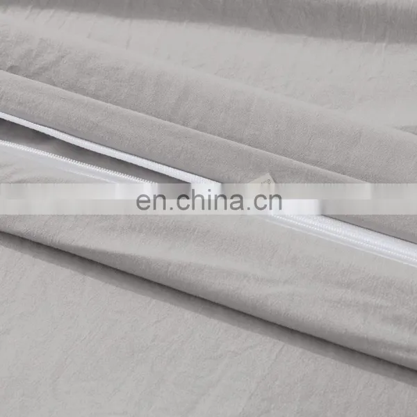 2020 Comfortable Solid Color Grey Water Wash King Cotton Bedding Duvet Cover Set photo-5