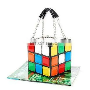 New Fashion Personality Cute Rubik's Cube Bag Shape Handbag Handbag Handbag Clutch Bag photo-2