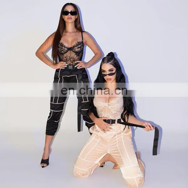 Hot Sales Best Sellers Women Fashion Tie Feet Pants Ladies Reflection Overalls Women Trousers photo-5