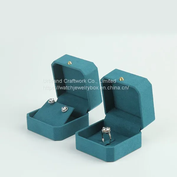 New Octagonal Super Fiber Jewelry Packing Box Ring Earring Necklace Bracelet Box With Custom Logo. photo-4