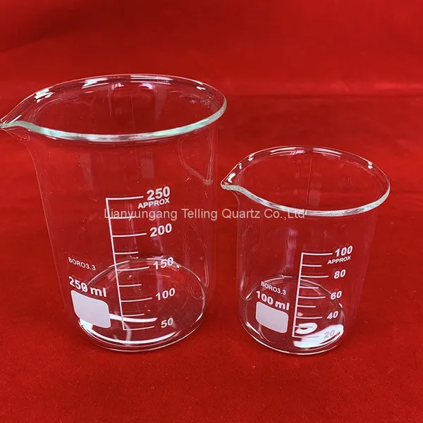 Chemistry Glassware Quartz Beaker Heat Resistant Quartz Glass Measuring Beaker Graduation Interval Glass Beaker With Spout photo-4