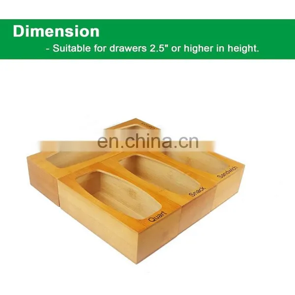 Elegant Kitchen Food Wooden Bamboo Dispenser Customizable High Quality Ziplock Bag Storage Organizer Dispenser For Gallon photo-2