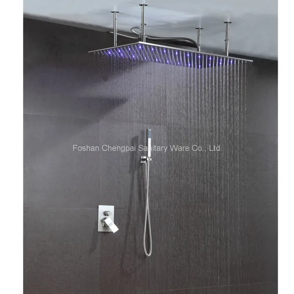 Large Shower Set Bathroom Rainfall Shower Head With Shower Arm Shower Mixer Steel Bathroom Shower System photo-3