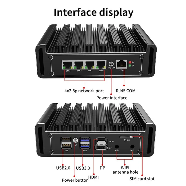 PfSense Firewall i7 1165G7 i5 1135G7 N5105 4x Intel I225 2.5G LAN 2xDDR4 NVMe Industrial Fanless Mini PC 4xUSB HDMI2.0 OPNsense photo-5