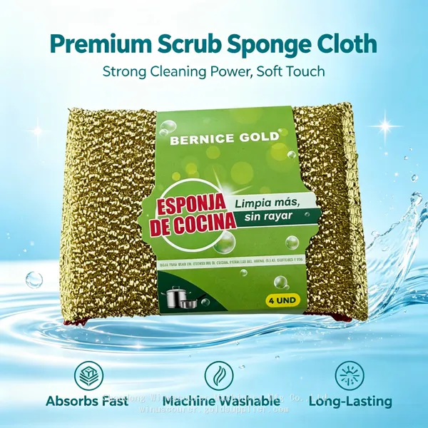 Colorful Double Layer Dish Sponges Reusable High Density Foam Cleaning Sponges for Non-Stick Cookware photo-2