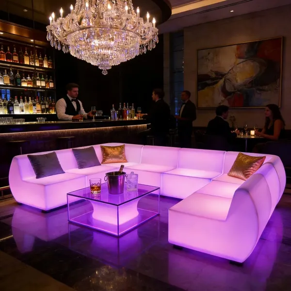 LED PE Plastic Portable Outdoor Commercial Bar Sofa Set With Illuminated Design for Night Club Lounge Modern Furniture photo-4